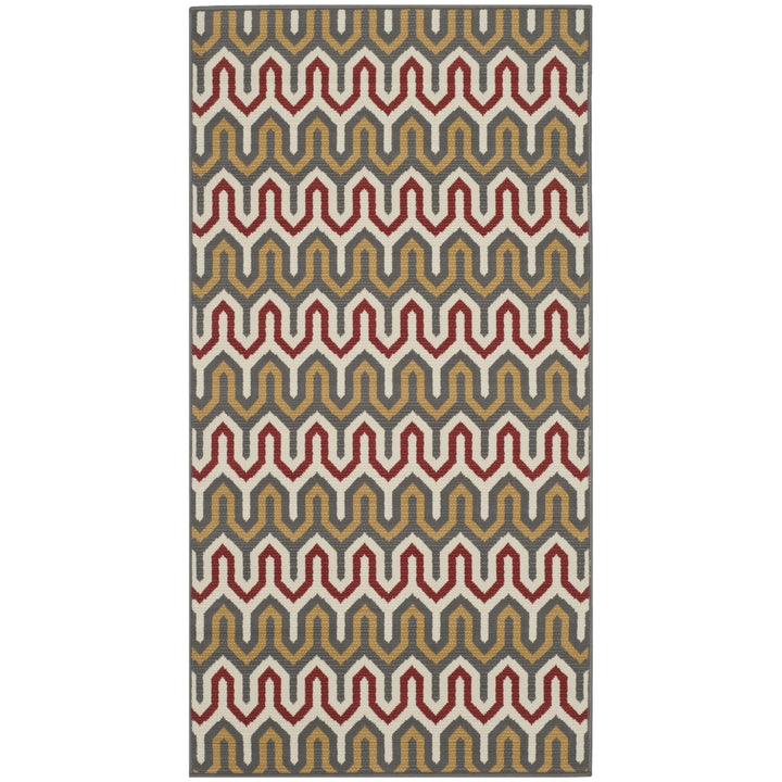 SAFAVIEH Indoor Outdoor HAM516CD Hampton Dark Grey / Rust Rug Image 5