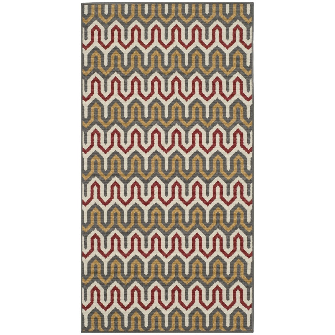 SAFAVIEH Indoor Outdoor HAM516CD Hampton Dark Grey / Rust Rug Image 1