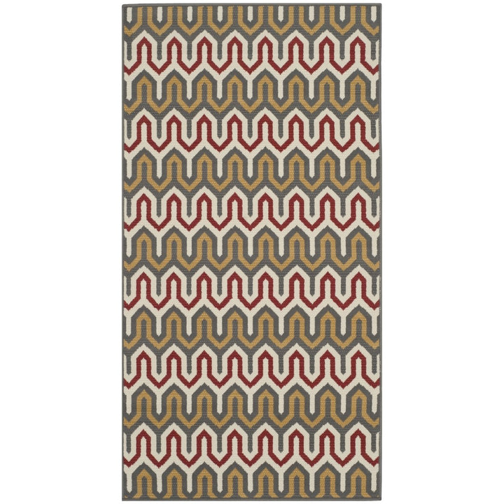 SAFAVIEH Indoor Outdoor HAM516CD Hampton Dark Grey / Rust Rug Image 1