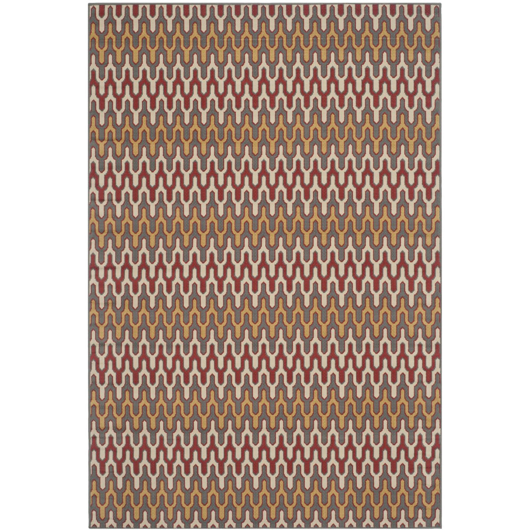 SAFAVIEH Indoor Outdoor HAM518CD Hampton Dark Grey / Rust Rug Image 1