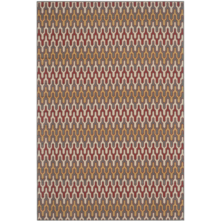 SAFAVIEH Indoor Outdoor HAM518CD Hampton Dark Grey / Rust Rug Image 1