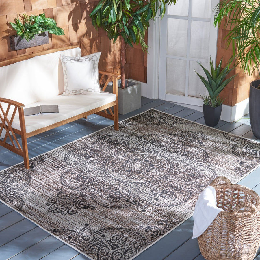 SAFAVIEH Indoor Outdoor HAV319E Havana Light Brown / Black Rug Image 1