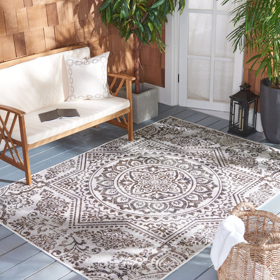 SAFAVIEH Indoor Outdoor HAV327E Havana Light Brown / Black Rug Image 1