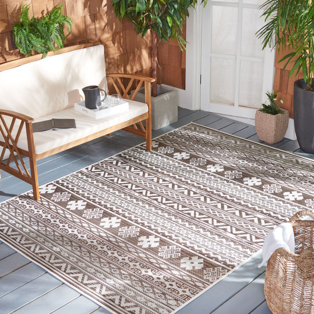 SAFAVIEH Indoor Outdoor HAV331E Havana Light Brown / Ivory Rug Image 1