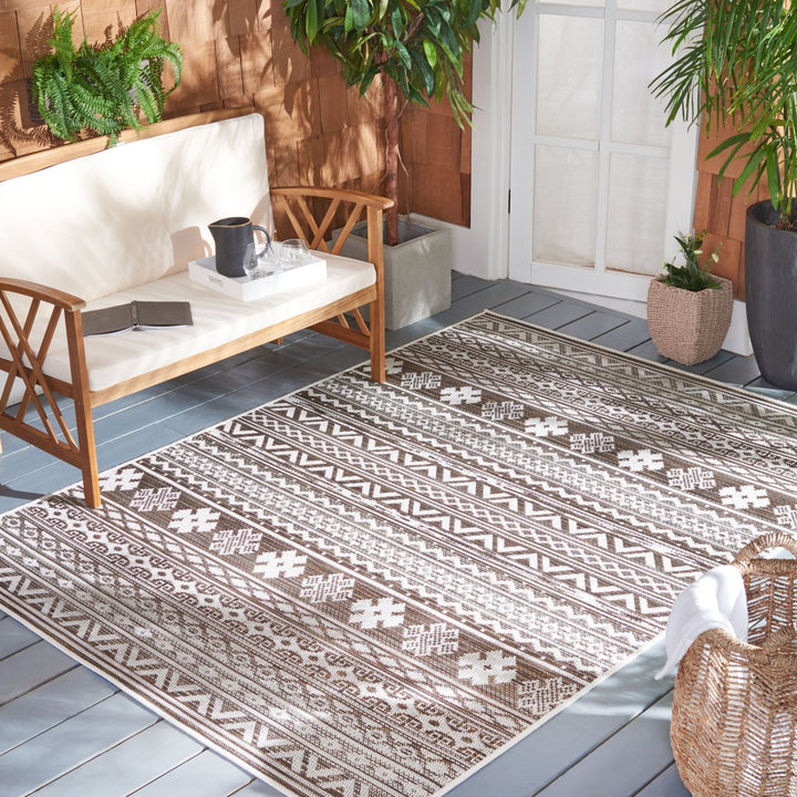 SAFAVIEH Indoor Outdoor HAV331E Havana Light Brown / Ivory Rug Image 1