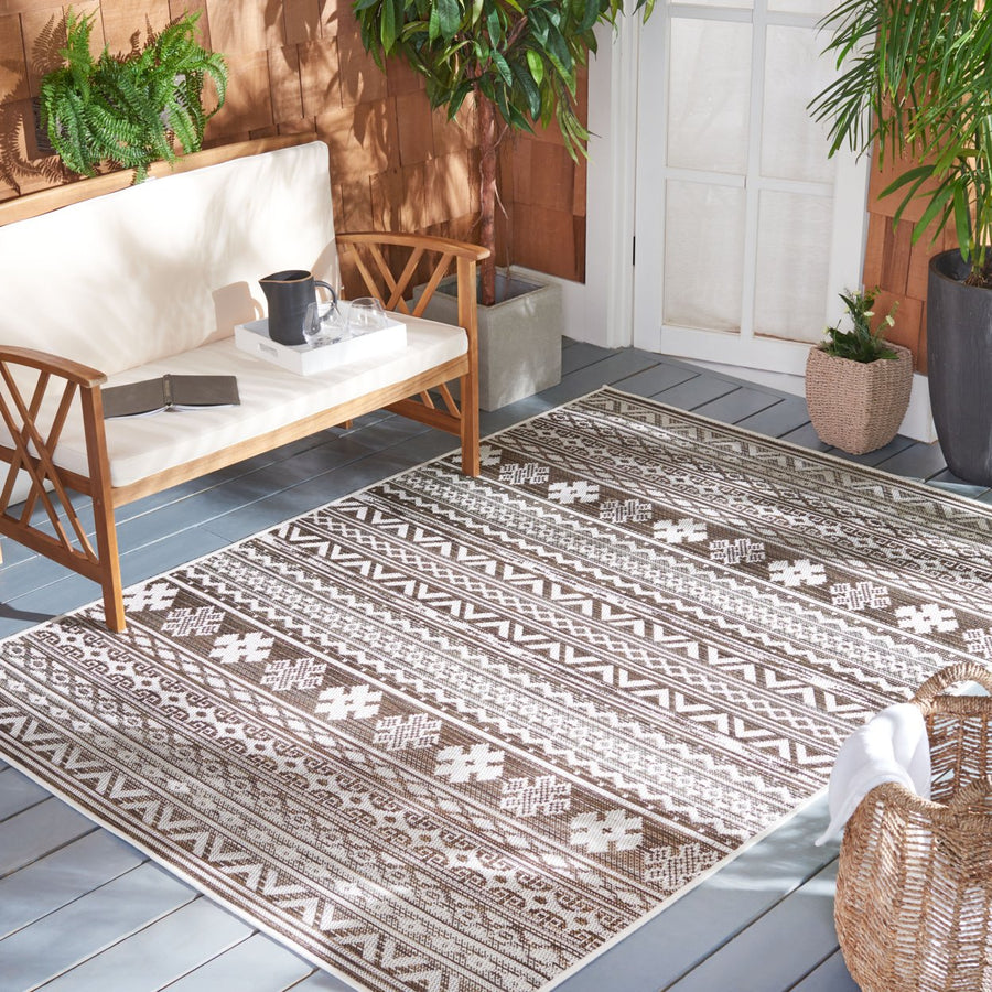 SAFAVIEH Indoor Outdoor HAV331E Havana Light Brown / Ivory Rug Image 1