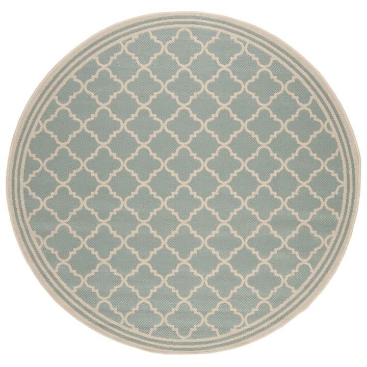 SAFAVIEH Outdoor LND121K Linden Collection Aqua / Cream Rug Image 1