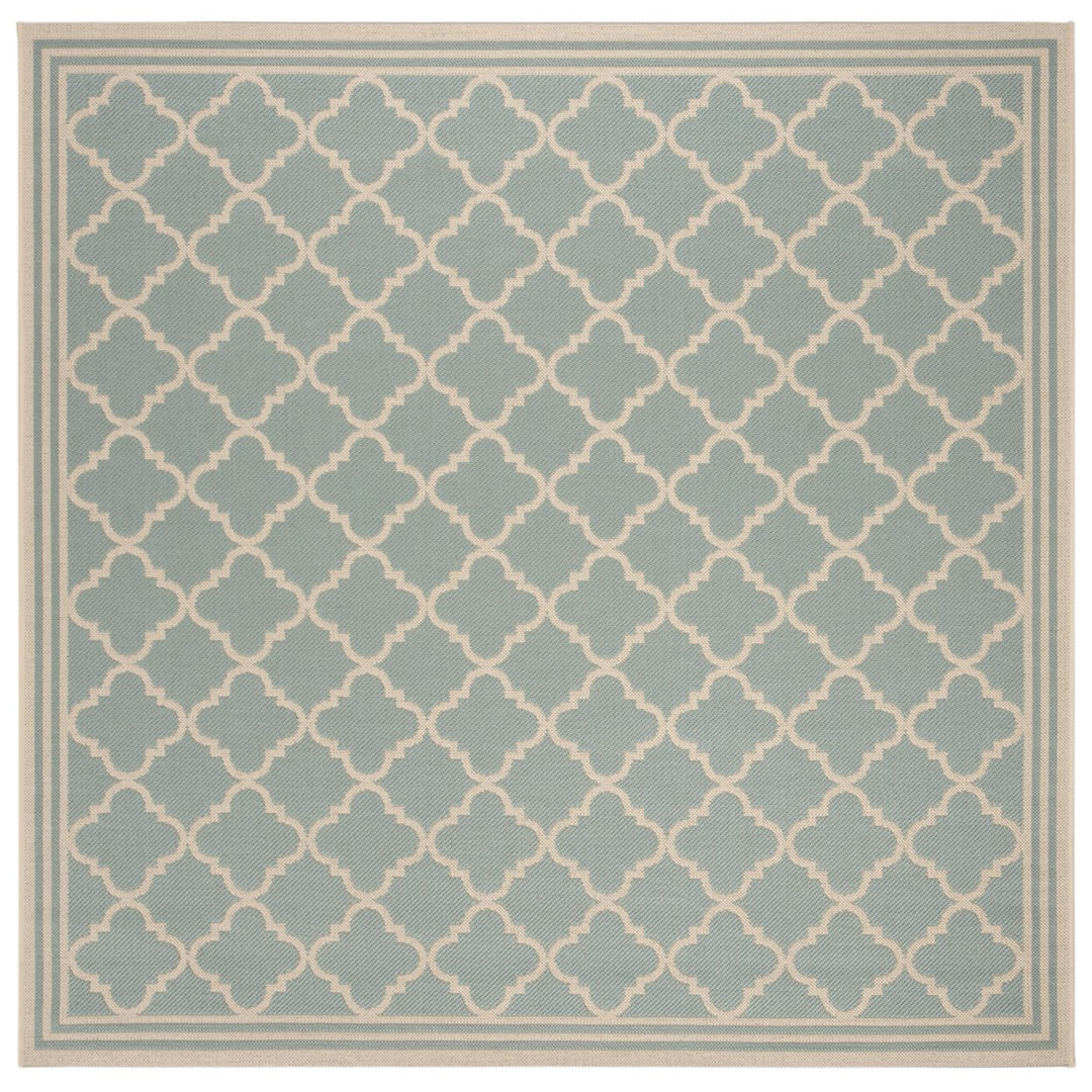 SAFAVIEH Outdoor LND121K Linden Collection Aqua / Cream Rug Image 1