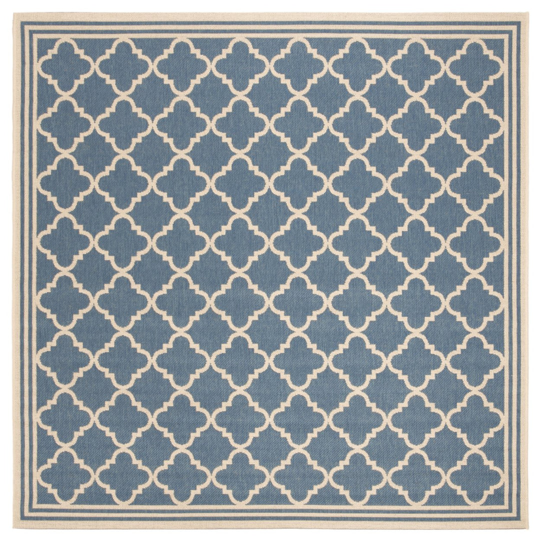 SAFAVIEH Outdoor LND121M Linden Collection Blue / Creme Rug Image 1