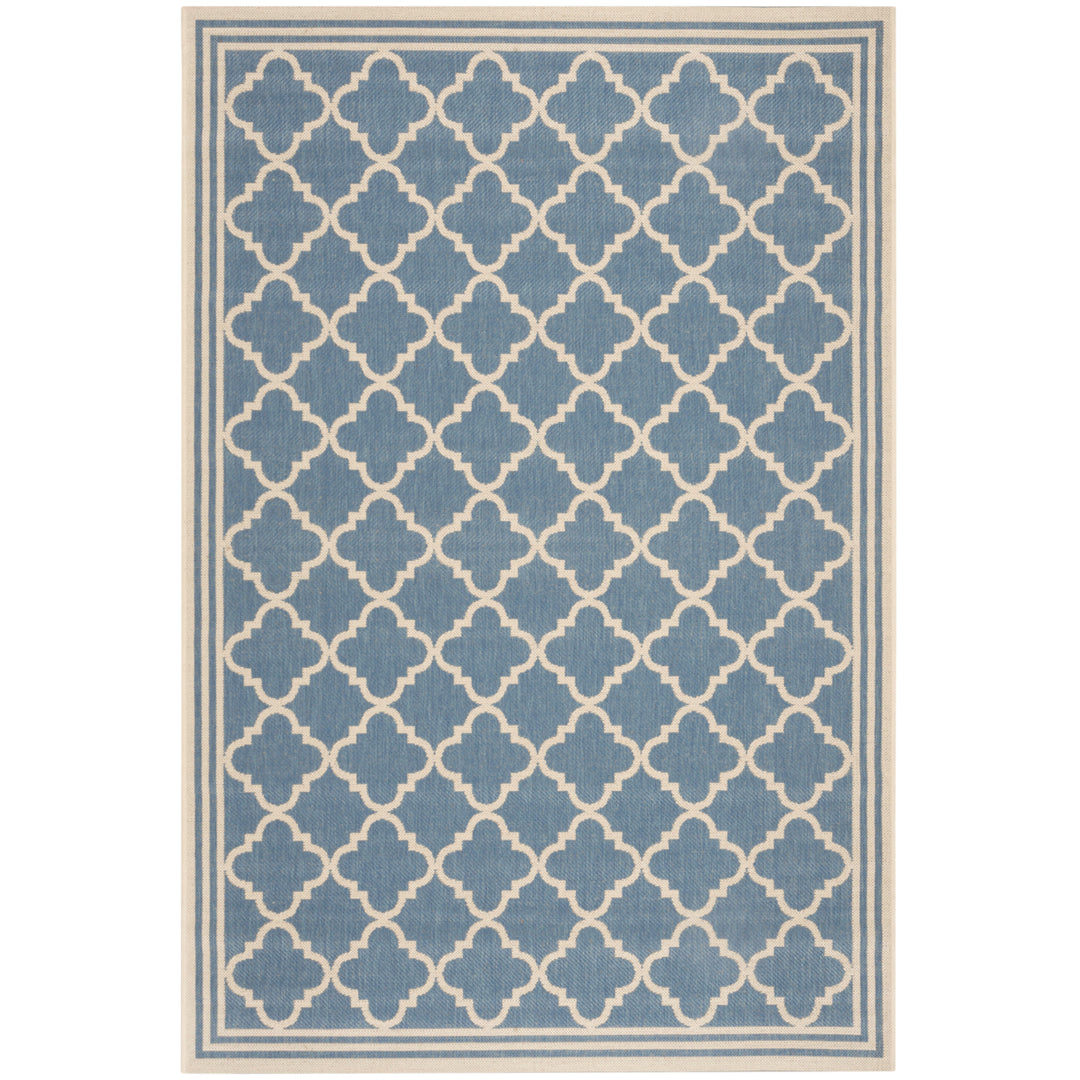 SAFAVIEH Outdoor LND121M Linden Collection Blue / Creme Rug Image 11