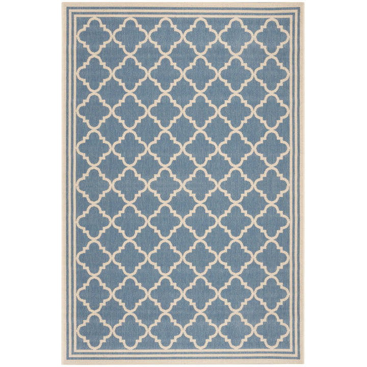 SAFAVIEH Outdoor LND121M Linden Collection Blue / Creme Rug Image 11