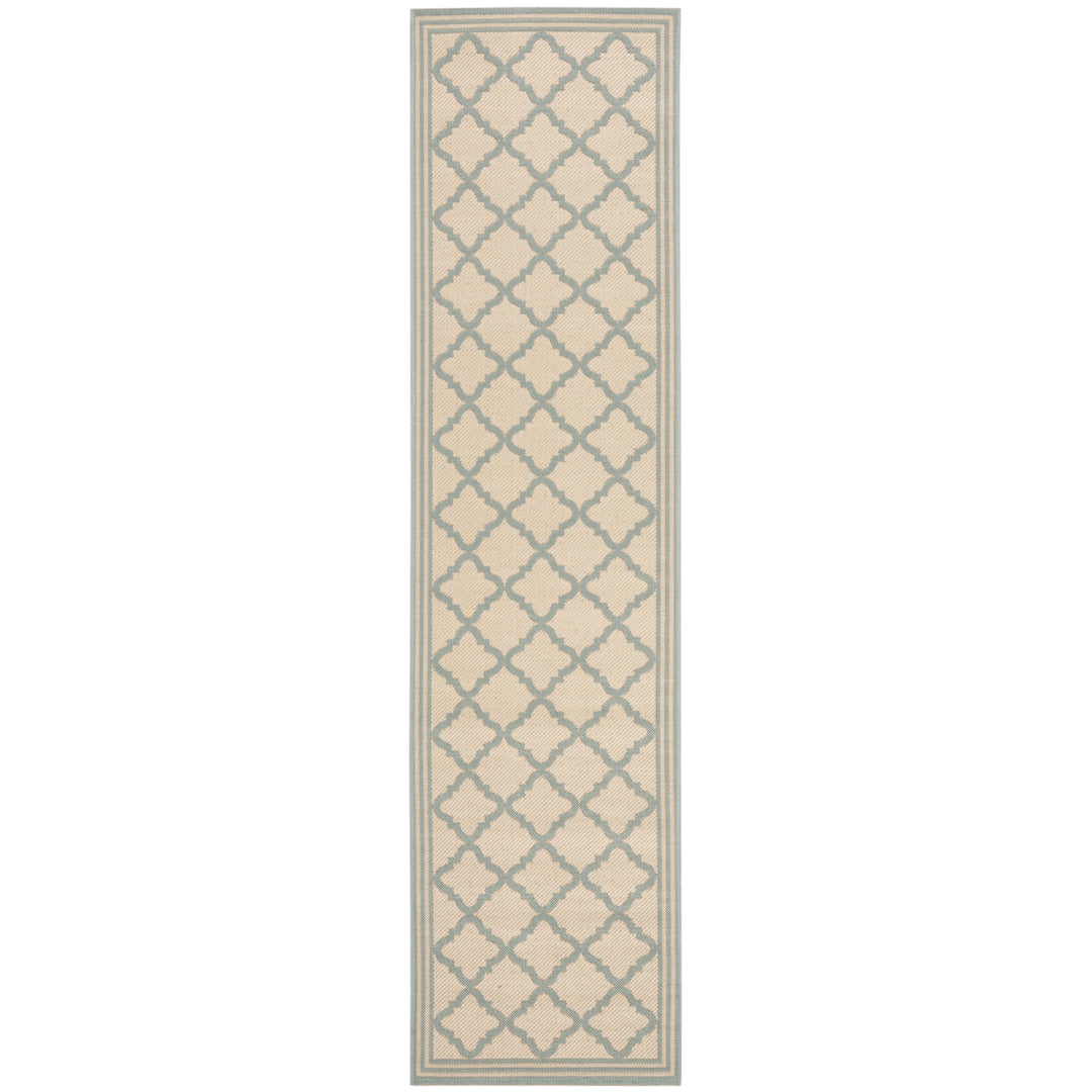 SAFAVIEH Outdoor LND121L Linden Collection Cream / Aqua Rug Image 6