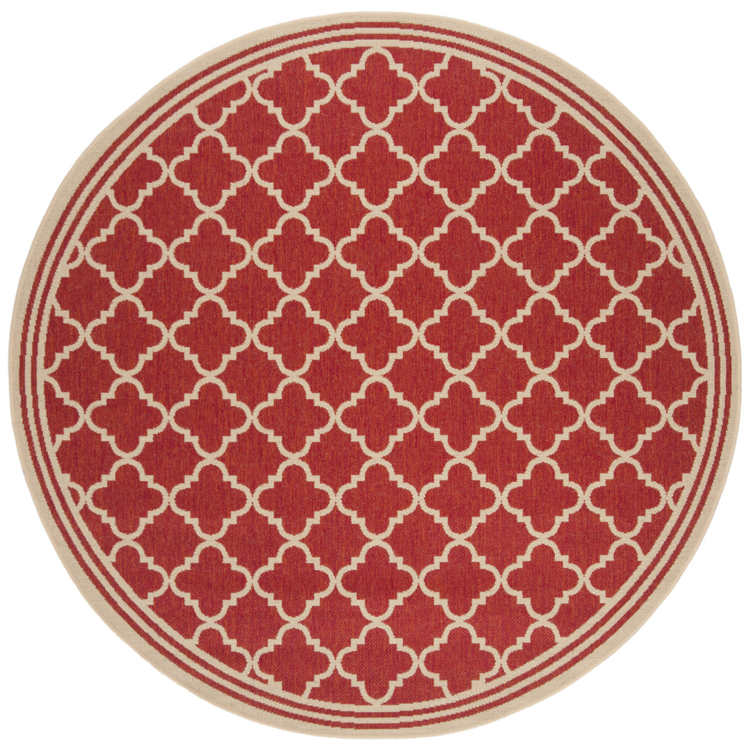 SAFAVIEH Outdoor LND121Q Linden Collection Red / Creme Rug Image 5