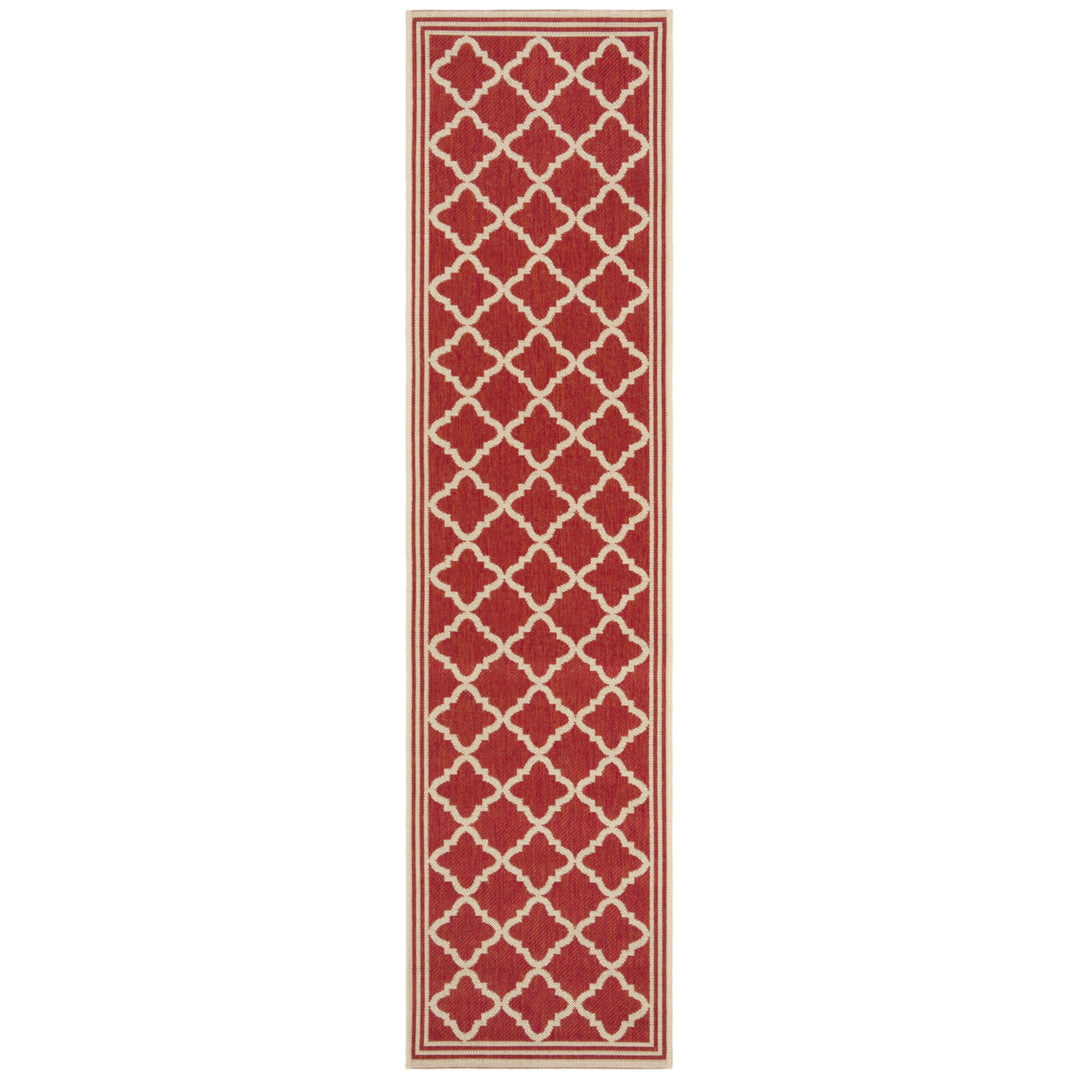 SAFAVIEH Outdoor LND121Q Linden Collection Red / Creme Rug Image 6