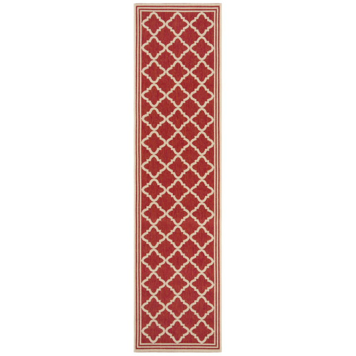 SAFAVIEH Outdoor LND121Q Linden Collection Red / Creme Rug Image 6