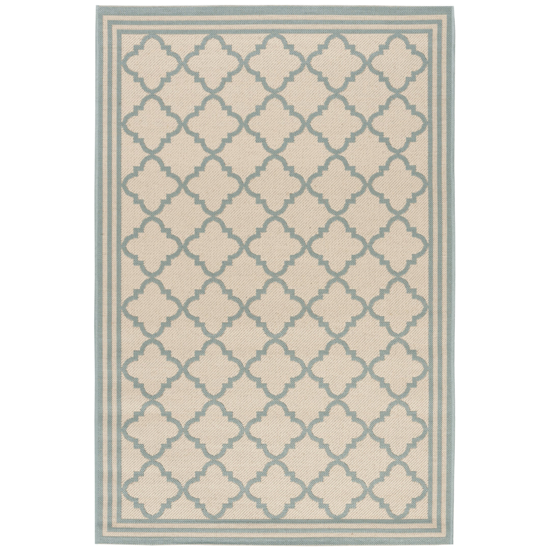 SAFAVIEH Outdoor LND121L Linden Collection Cream / Aqua Rug Image 10