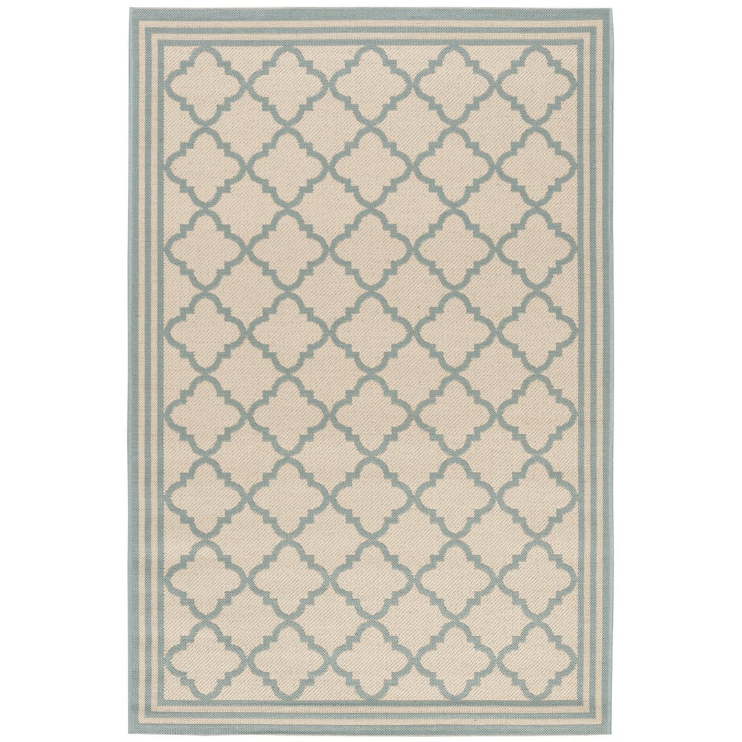 SAFAVIEH Outdoor LND121L Linden Collection Cream / Aqua Rug Image 1