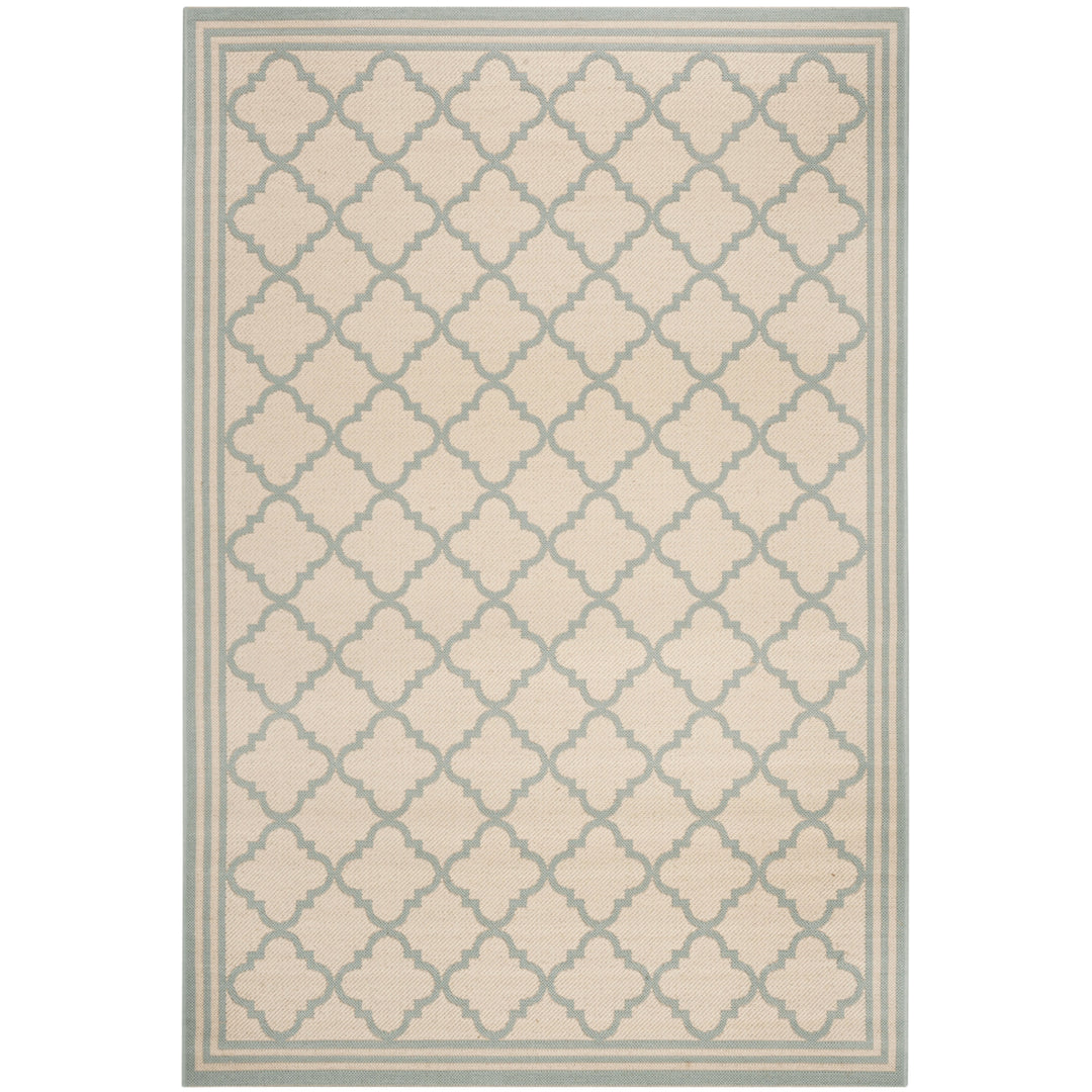 SAFAVIEH Outdoor LND121L Linden Collection Cream / Aqua Rug Image 11