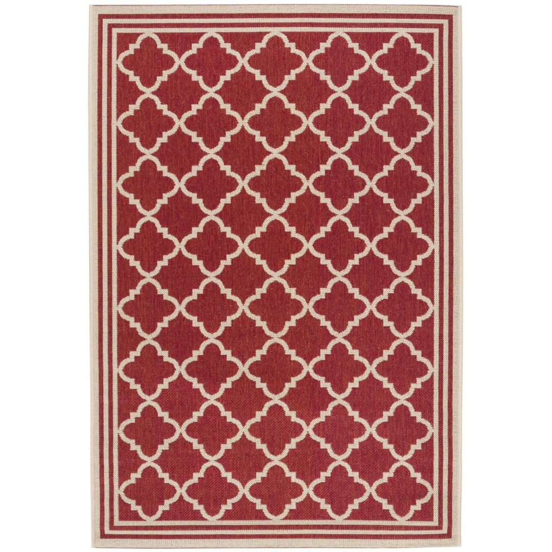 SAFAVIEH Outdoor LND121Q Linden Collection Red / Creme Rug Image 10