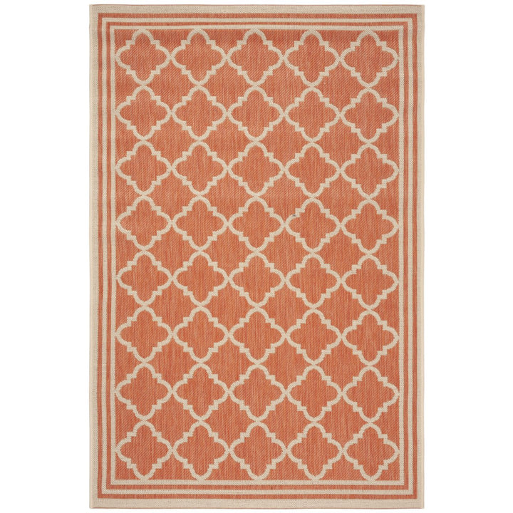 SAFAVIEH Outdoor LND121P Linden Collection Rust / Creme Rug Image 1