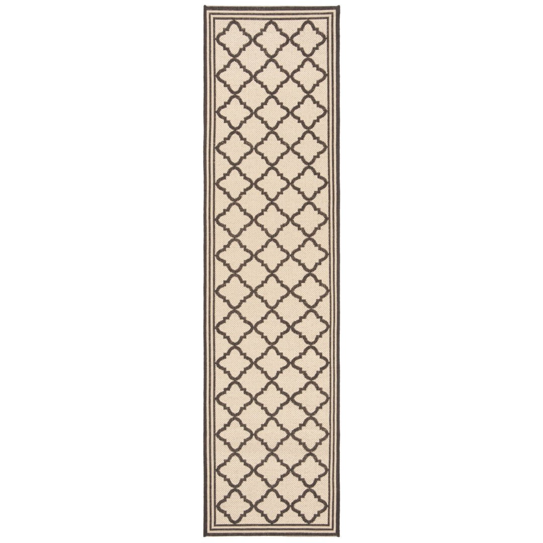 SAFAVIEH Outdoor LND121U Linden Collection Creme / Brown Rug Image 1