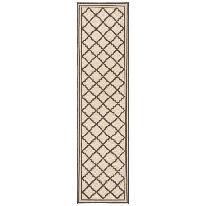 SAFAVIEH Outdoor LND121U Linden Collection Creme / Brown Rug Image 1