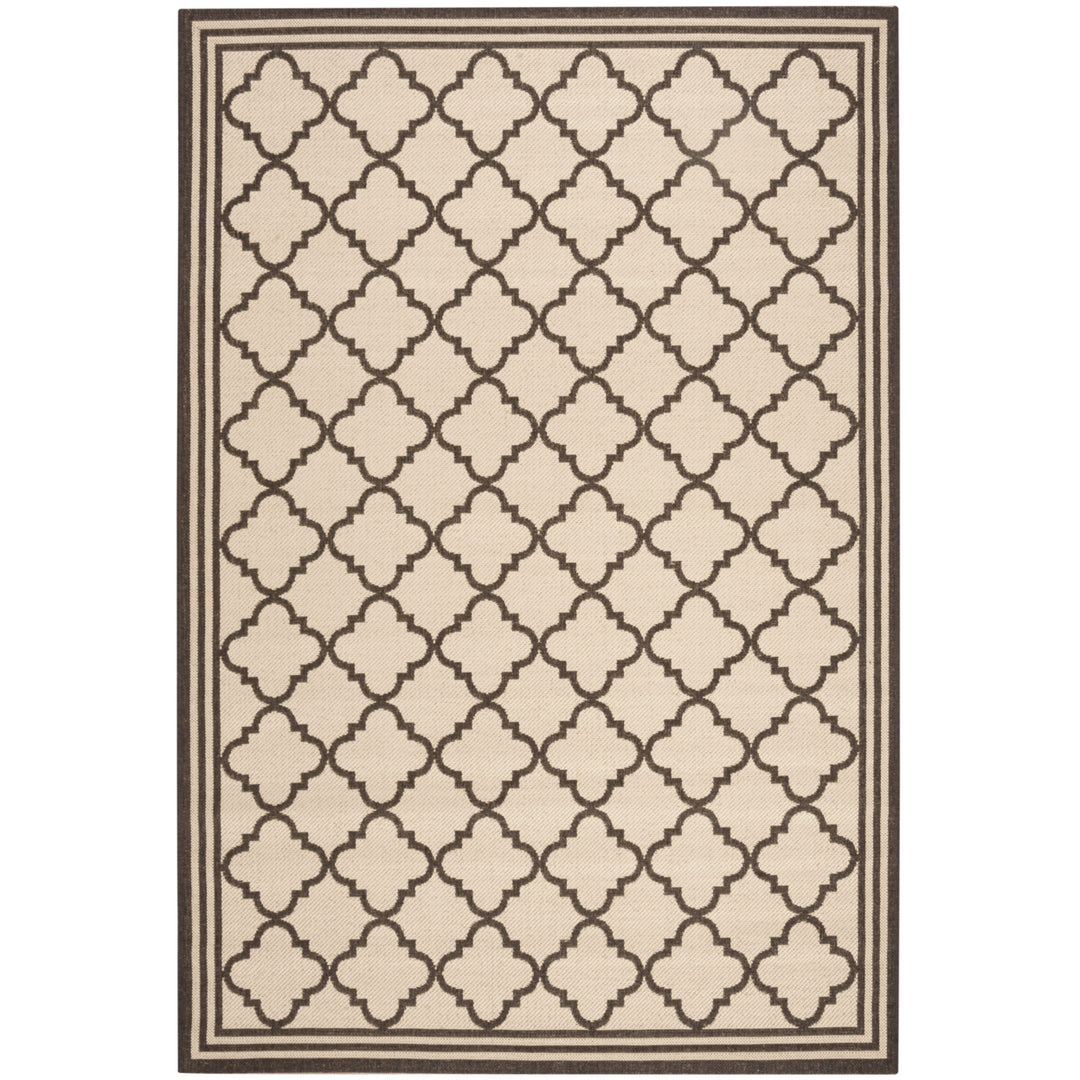 SAFAVIEH Outdoor LND121U Linden Collection Creme / Brown Rug Image 1