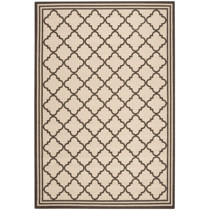 SAFAVIEH Outdoor LND121U Linden Collection Creme / Brown Rug Image 1