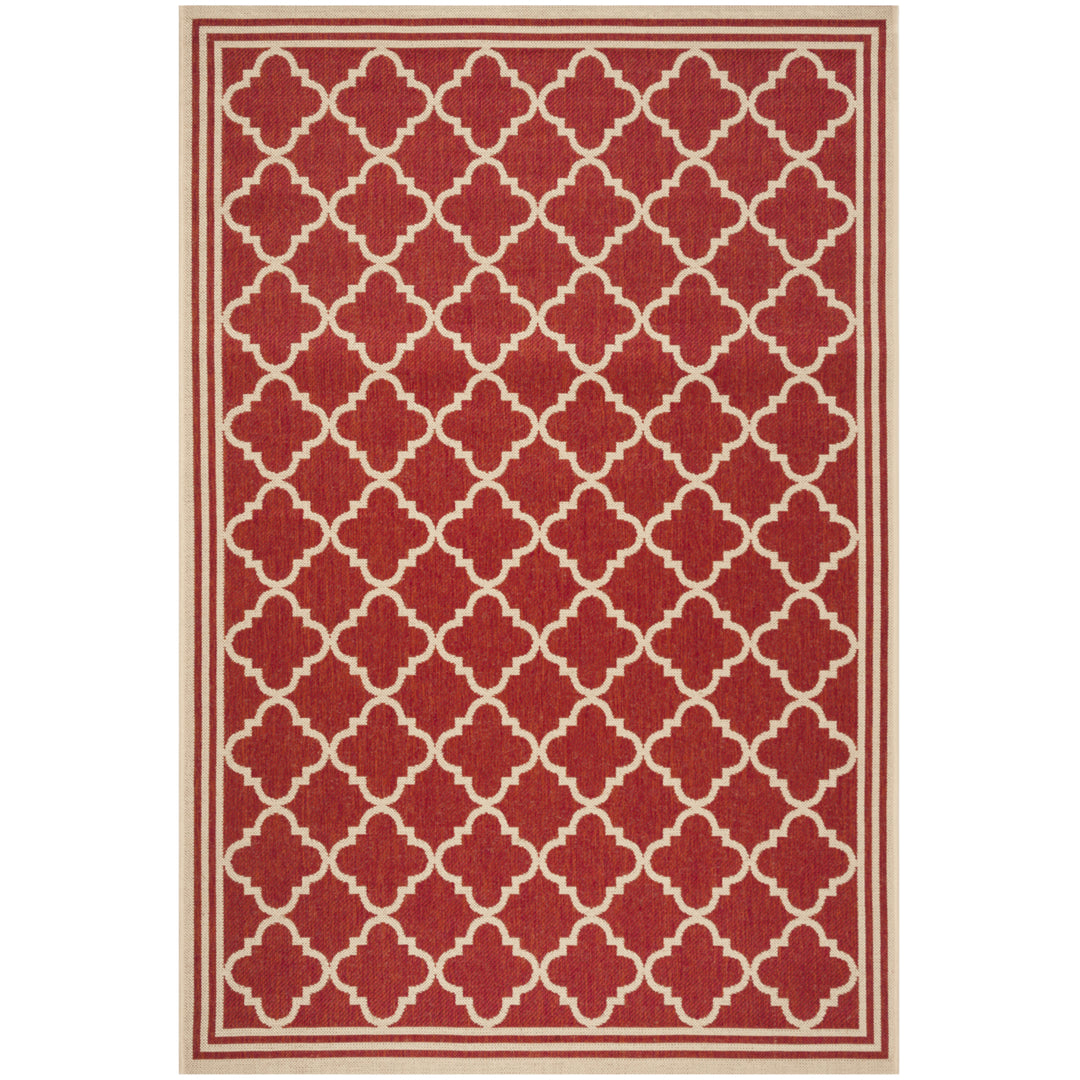 SAFAVIEH Outdoor LND121Q Linden Collection Red / Creme Rug Image 11