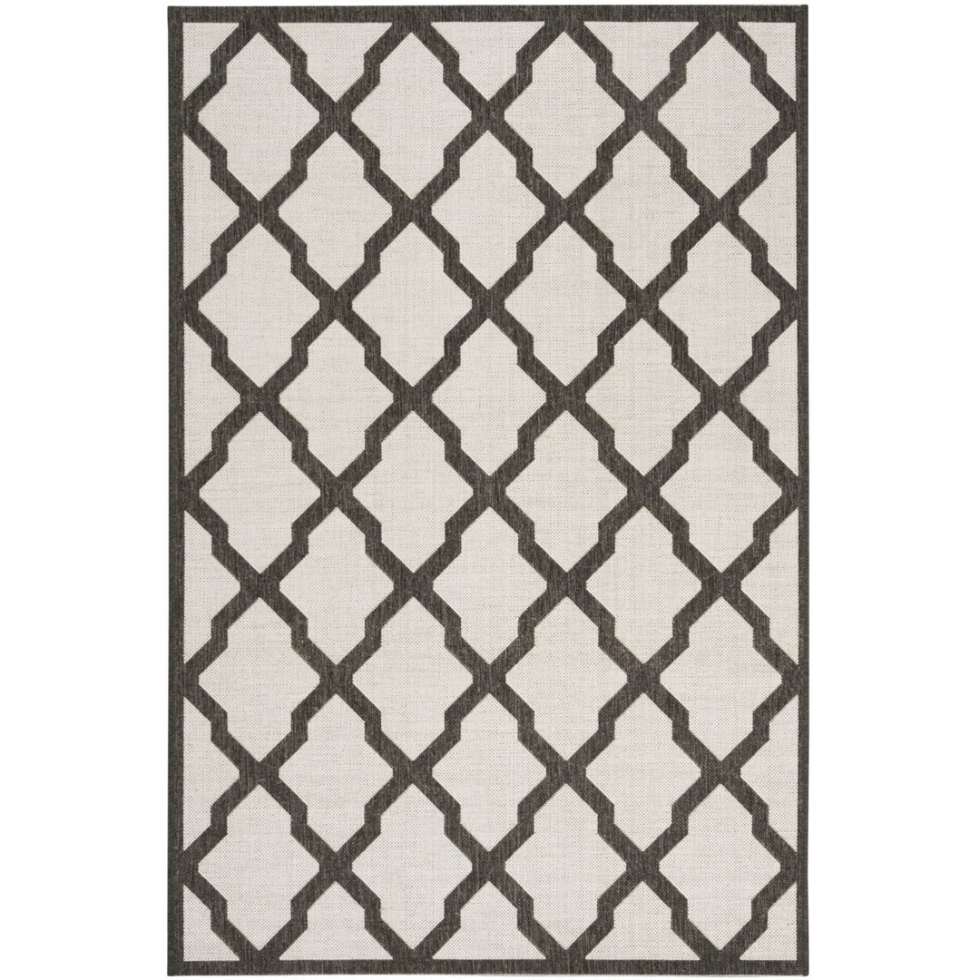 SAFAVIEH Outdoor LND122A Linden Light Grey / Charcoal Rug Image 1