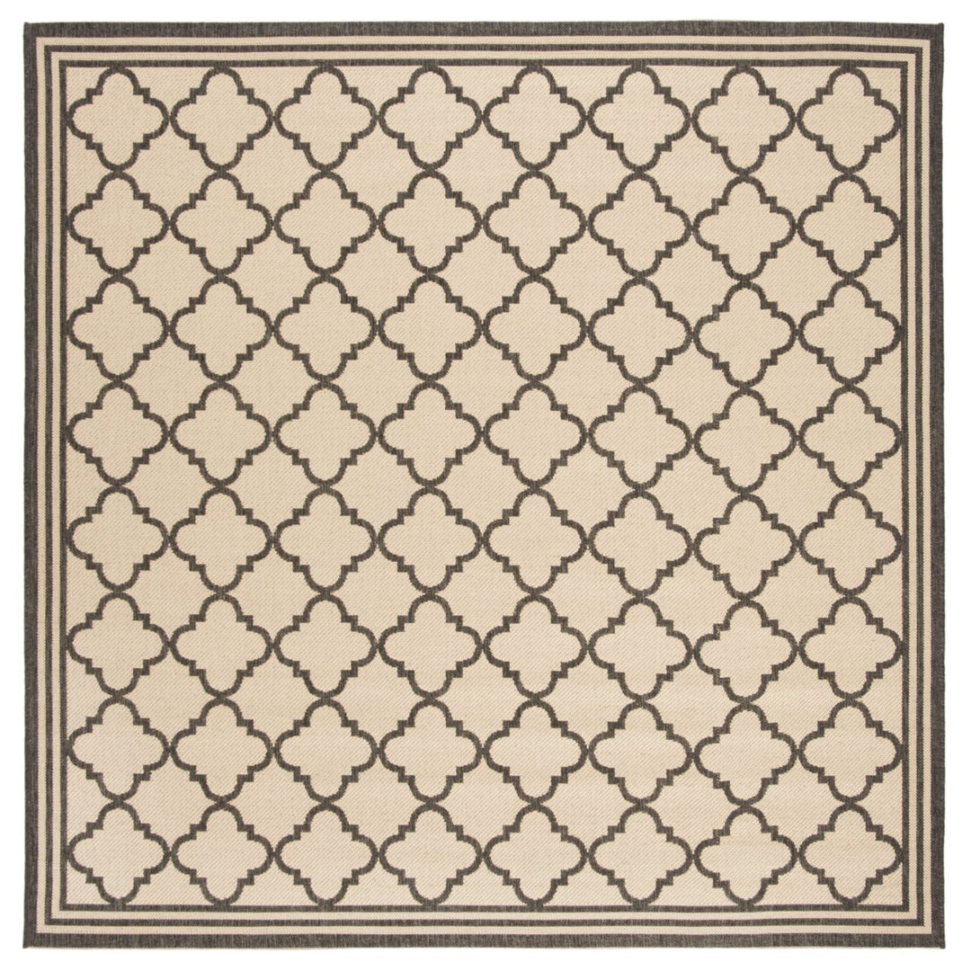 SAFAVIEH Outdoor LND121Z Linden Collection Creme / Black Rug Image 1