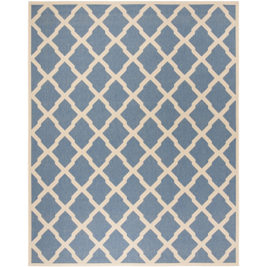 SAFAVIEH Outdoor LND122M Linden Collection Blue / Creme Rug Image 1