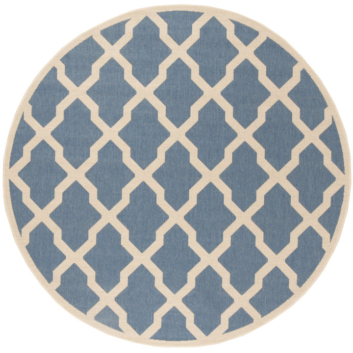 SAFAVIEH Outdoor LND122M Linden Collection Blue / Creme Rug Image 1