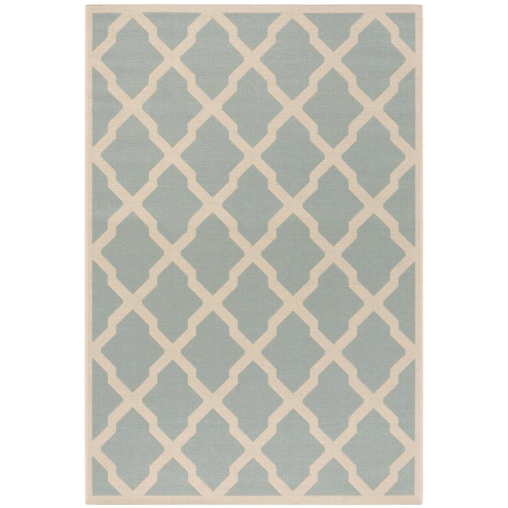 SAFAVIEH Outdoor LND122K Linden Collection Aqua / Cream Rug Image 1