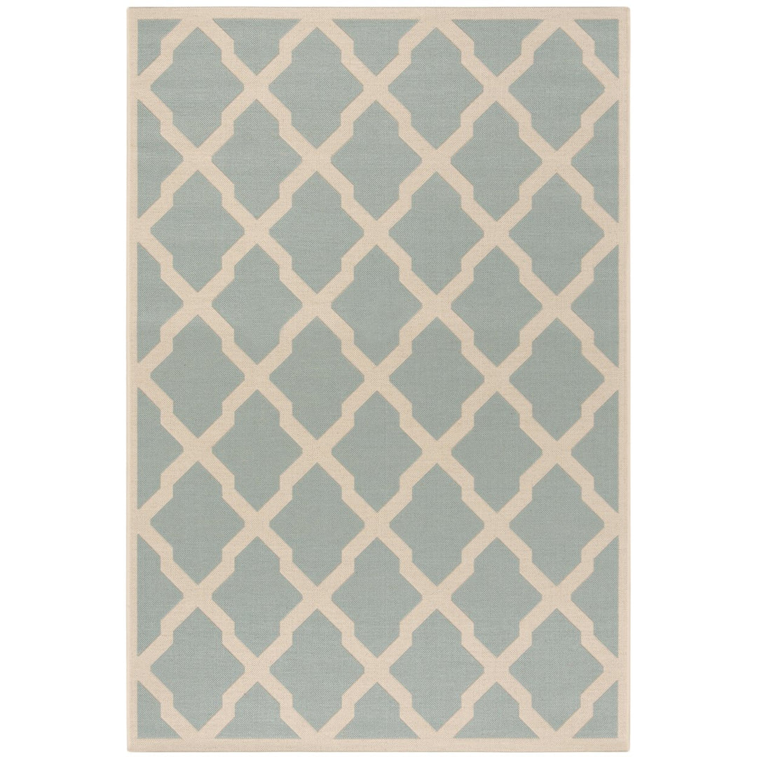 SAFAVIEH Outdoor LND122K Linden Collection Aqua / Cream Rug Image 1