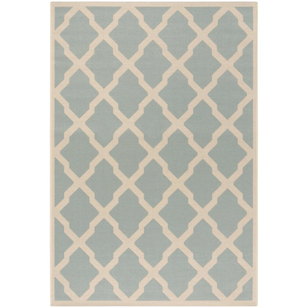 SAFAVIEH Outdoor LND122K Linden Collection Aqua / Cream Rug Image 1