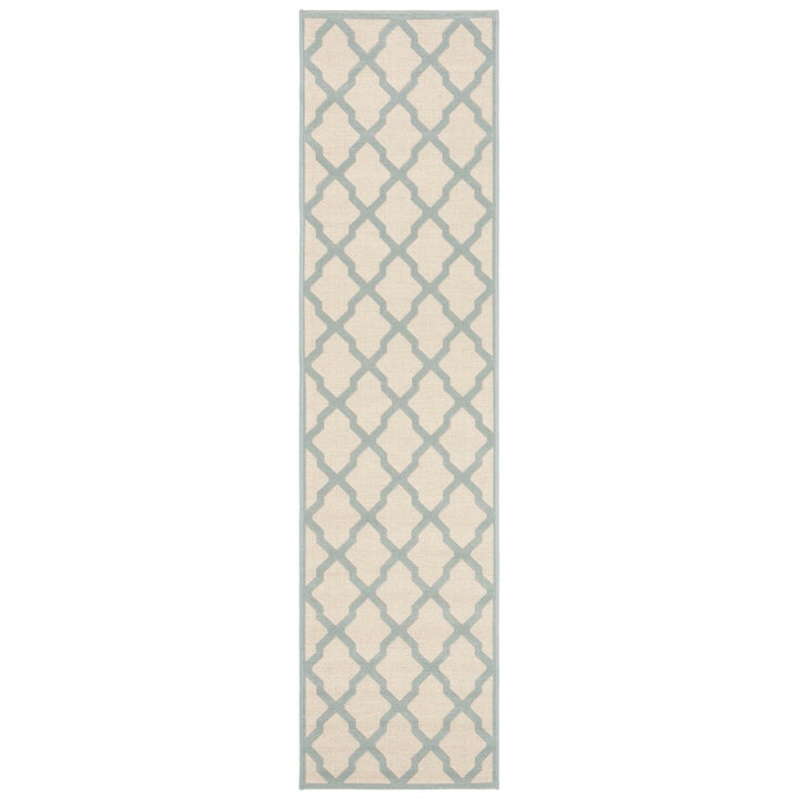 SAFAVIEH Outdoor LND122L Linden Collection Cream / Aqua Rug Image 1