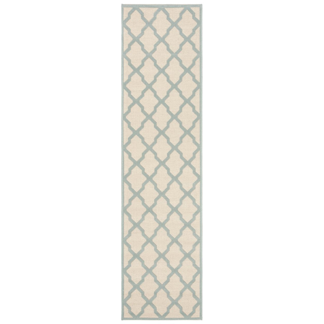 SAFAVIEH Outdoor LND122L Linden Collection Cream / Aqua Rug Image 1