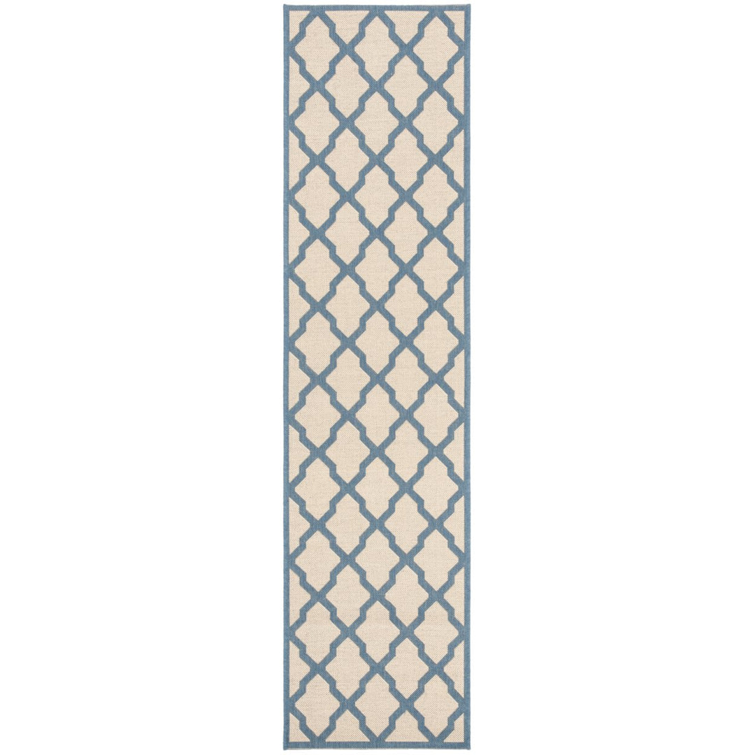 SAFAVIEH Outdoor LND122N Linden Collection Cream / Blue Rug Image 1