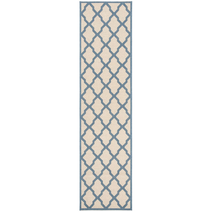 SAFAVIEH Outdoor LND122N Linden Collection Cream / Blue Rug Image 1