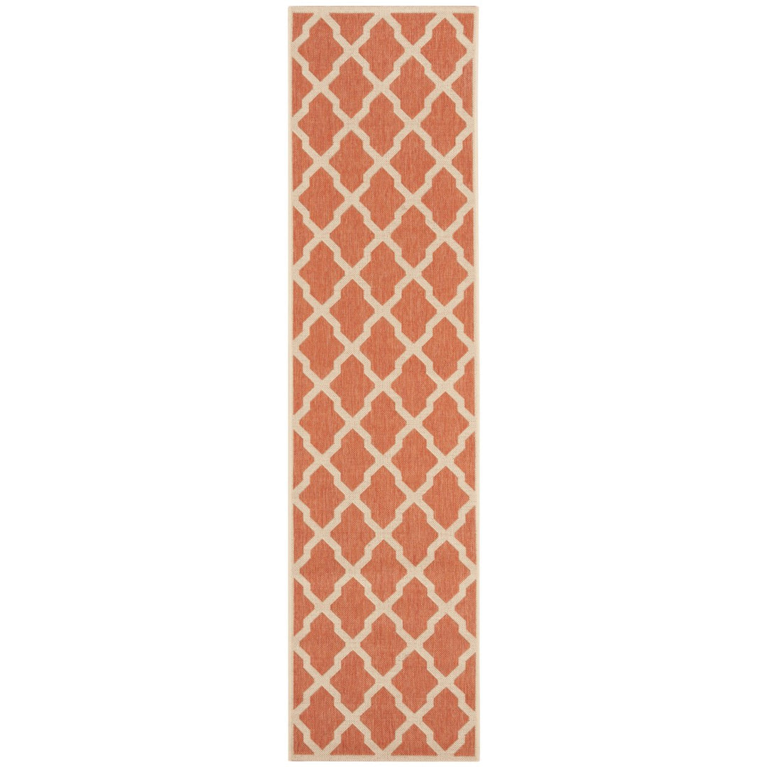 SAFAVIEH Outdoor LND122P Linden Collection Rust / Creme Rug Image 1