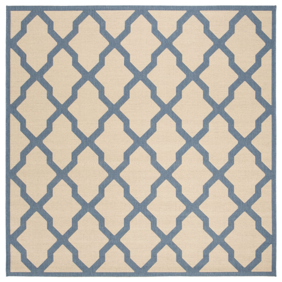 SAFAVIEH Outdoor LND122N Linden Collection Cream / Blue Rug Image 1