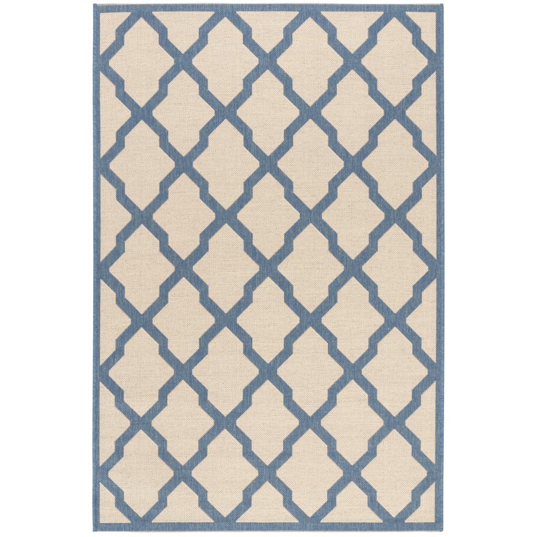 SAFAVIEH Outdoor LND122N Linden Collection Cream / Blue Rug Image 1