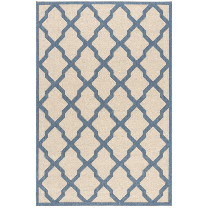 SAFAVIEH Outdoor LND122N Linden Collection Cream / Blue Rug Image 1