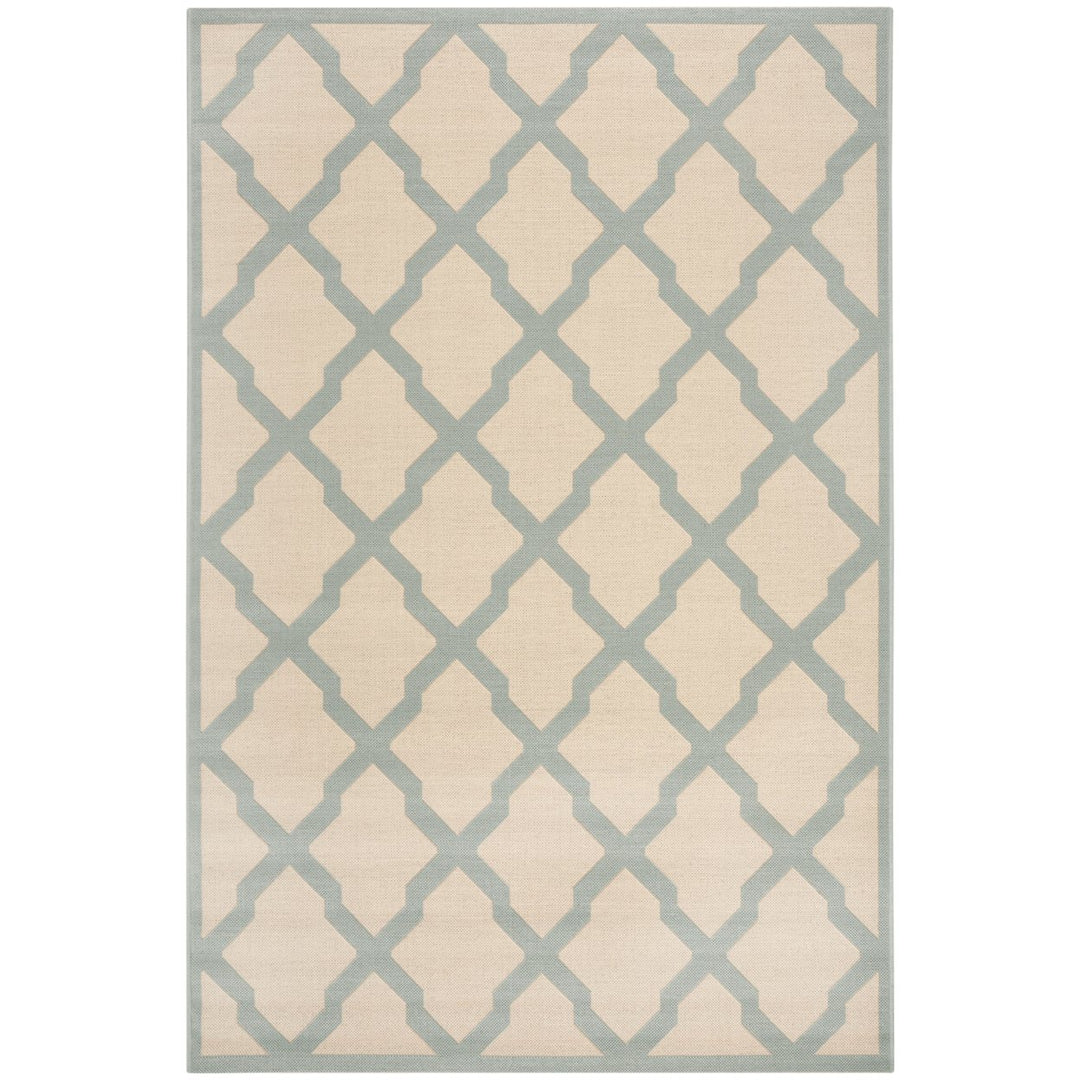 SAFAVIEH Outdoor LND122L Linden Collection Cream / Aqua Rug Image 1