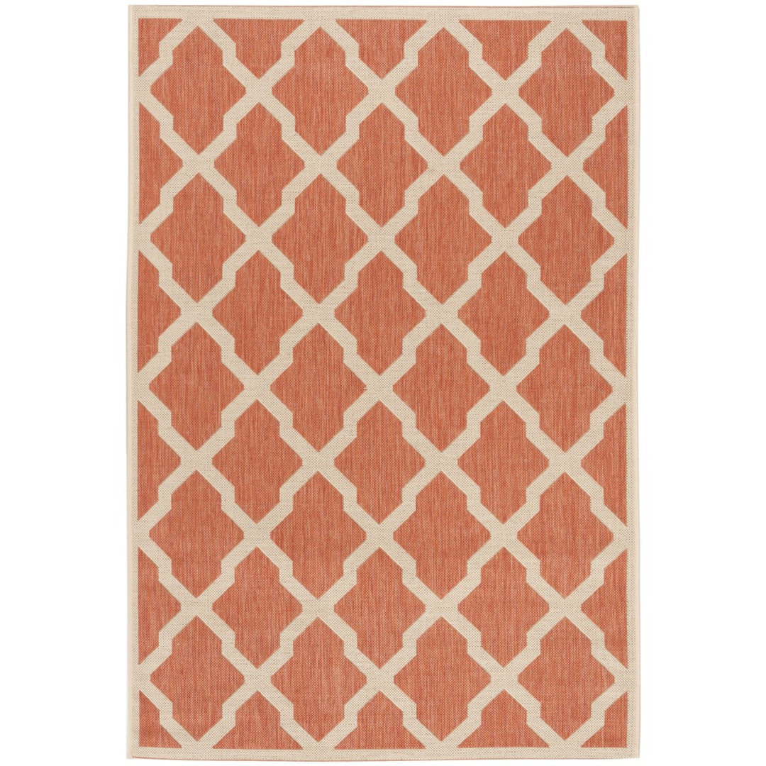 SAFAVIEH Outdoor LND122P Linden Collection Rust / Creme Rug Image 1