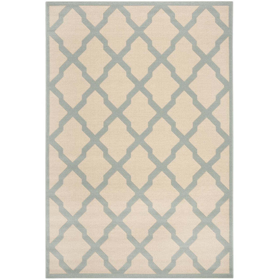 SAFAVIEH Outdoor LND122L Linden Collection Cream / Aqua Rug Image 1