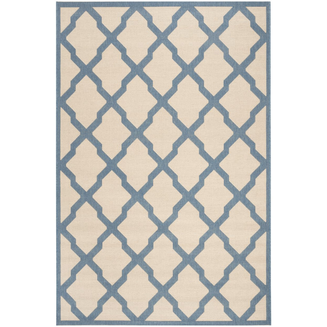 SAFAVIEH Outdoor LND122N Linden Collection Cream / Blue Rug Image 1