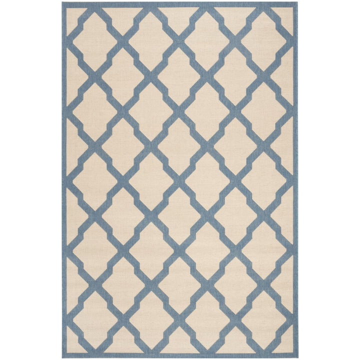 SAFAVIEH Outdoor LND122N Linden Collection Cream / Blue Rug Image 1