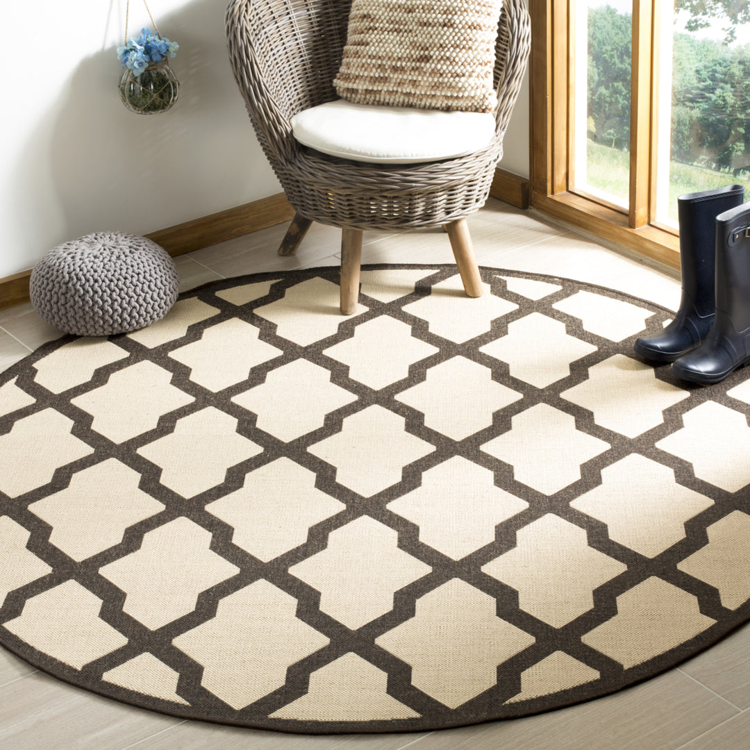 SAFAVIEH Outdoor LND122U Linden Collection Creme / Brown Rug Image 2